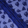 Royal Blue Pure Silk Chiffon Fabric with Metallic Lurex Swirl Design, 110 Cms Width, Made in South Korea-D25929