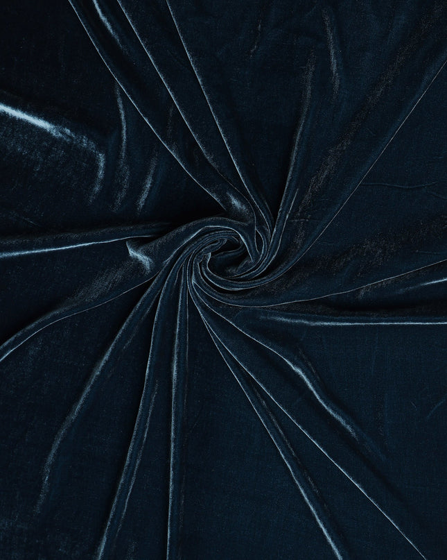 Deep Teal Green Silk Blended Velvet Plain Luxury Fabric Soft Lustrous Finish Rich Texture Draping Material 140 Cms South Korea-D27267