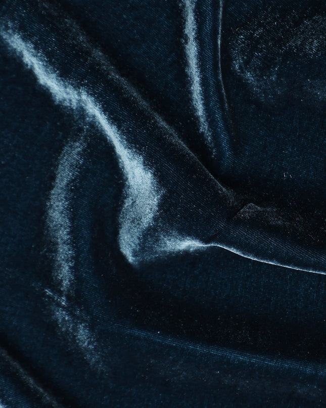 Deep Teal Green Silk Blended Velvet Plain Luxury Fabric Soft Lustrous Finish Rich Texture Draping Material 140 Cms South Korea-D27267