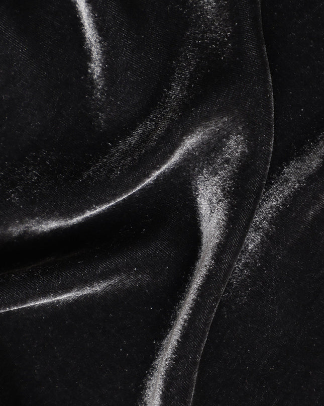 Charcoal Grey Silk Blended Velvet Plain Luxury Fabric Soft Finish Rich Sheen Draping Material 140 Cms From South Korea-D27263