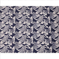 Navy Blue and White Abstract Floral Printed Synthetic Crepe Fabric, 110 Cms Width, Made in India-D26257