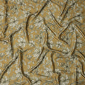 Mustard and Olive Green Floral Printed Synthetic Crepe Fabric, 110 Cms Width, Made in India-D26258