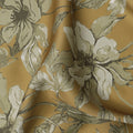 Mustard and Olive Green Floral Printed Synthetic Crepe Fabric, 110 Cms Width, Made in India-D26258