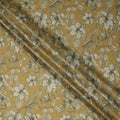 Mustard and Olive Green Floral Printed Synthetic Crepe Fabric, 110 Cms Width, Made in India-D26258