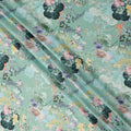 Mint Green Multicolor Floral Printed Synthetic Crepe Fabric, 110 Cms Width, Made in India-D26265