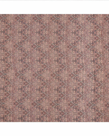 Dusty Rose Paisley Printed Viscose Crepe Fabric with Intricate Mughal Design, 110 cms Width, Made in India-D26284