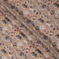 Brown Floral Printed Viscose Crepe Fabric with Mauve and Rose Bloom Design, 110 cms Width, Made in India-D26286