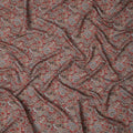 Brick Red Paisley Printed Viscose Crepe Fabric with Intricate Mughal Floral Design, 110 cms Width, Made in India-D26296