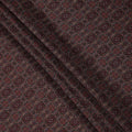 Maroon Geometric Printed Viscose Crepe Fabric with Ethnic Floral Tile Design, 110 cms Width, Made in India-D26297