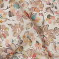 Cream Multicolor Floral Printed Viscose Crepe Fabric with Artistic Bloom and Leaf Design, 110 cms Width, Made in India-D26302