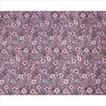 Mauve Floral Printed Viscose Crepe Fabric with Pink and Green Leafy Design, 110 cms Width, Made in India-D26304