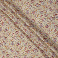 Beige Floral Printed Viscose Crepe Fabric with Red and Orange Abstract Bloom Design, 110 cms Width, Made in India-D26281