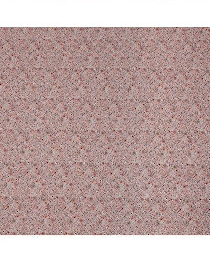 Dusty Pink Tiny Floral Printed Viscose Crepe Fabric with Multicolor Micro Bloom Design, 110 cms Width, Made in India-D26299