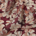 Maroon Floral Printed Viscose Crepe Fabric with Beige and Rust Bloom Design, 110 cms Width, Made in India-D26279