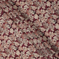Maroon Floral Printed Viscose Crepe Fabric with Beige and Rust Bloom Design, 110 cms Width, Made in India-D26279