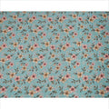 Sky Blue Floral Printed Viscose Crepe Fabric with Peach and Beige Bloom Design, 110 cms Width, Made in India-D26292