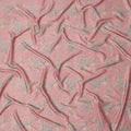 Peach and Grey Paisley Printed Synthetic Crepe Fabric, 110 Cms Width, Made in India-D26269