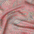 Peach and Grey Paisley Printed Synthetic Crepe Fabric, 110 Cms Width, Made in India-D26269