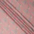 Peach and Grey Paisley Printed Synthetic Crepe Fabric, 110 Cms Width, Made in India-D26269