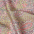 Beige and Pink Paisley Printed Synthetic Crepe Fabric, 110 Cms Width, Made in India-D26268