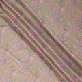 Beige and Pink Paisley Printed Synthetic Crepe Fabric, 110 Cms Width, Made in India-D26268
