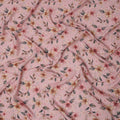 Blush Pink Floral Printed Viscose Crepe Fabric with Peach and Yellow Bloom Design, 110 cms Width, Made in India-D26294