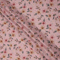 Blush Pink Floral Printed Viscose Crepe Fabric with Peach and Yellow Bloom Design, 110 cms Width, Made in India-D26294