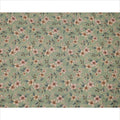 Sage Green Floral Printed Viscose Crepe Fabric with Peach and Cream Bloom Design, 110 cms Width, Made in India-D26278