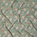 Mint Green Floral Printed Viscose Crepe Fabric with Multicolor Bloom Design, 110 cms Width, Made in India-D26289