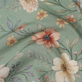 Mint Green Floral Printed Viscose Crepe Fabric with Multicolor Bloom Design, 110 cms Width, Made in India-D26289