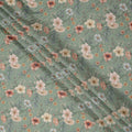 Mint Green Floral Printed Viscose Crepe Fabric with Multicolor Bloom Design, 110 cms Width, Made in India-D26289