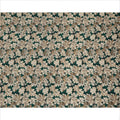 Emerald Green Floral Printed Viscose Crepe Fabric with Beige and Brown Bloom Design, 110 cms Width, Made in India-D26295