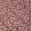 Red Floral Printed Viscose Crepe Fabric with White and Pink Bloom Design, 110 cms Width, Made in India-D26291