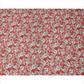 Red Floral Printed Viscose Crepe Fabric with White and Pink Bloom Design, 110 cms Width, Made in India-D26291