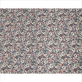 Slate Grey Floral Printed Viscose Crepe Fabric with White and Pink Bloom Design, 110 cms Width, Made in India-D26301