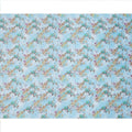 Sky Blue and Beige Floral Printed Synthetic Crepe Fabric, 110 Cms Width, Made in India-D26260