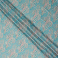 Turquoise and Beige Paisley Printed Synthetic Crepe Fabric, 110 Cms Width, Made in India-D26270