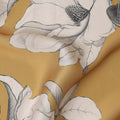 Mustard Yellow and White Floral Printed Synthetic Crepe Fabric, 110 Cms Width, Made in India-D26256
