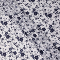 White and Navy Blue Floral Printed Synthetic Crepe Fabric, 110 Cms Width, Made in India-D26262