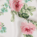White and Pink Rose Floral Printed Synthetic Crepe Fabric, 110 Cms Width, Made in India-D26266