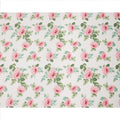 White and Pink Rose Floral Printed Synthetic Crepe Fabric, 110 Cms Width, Made in India-D26266