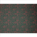 Bottle Green and Red Leaf Printed Synthetic Crepe Fabric, 110 Cms Width, Made in India-D26263