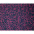 Navy Blue and Magenta Leaf Printed Synthetic Crepe Fabric, 110 Cms Width, Made in India-D26261