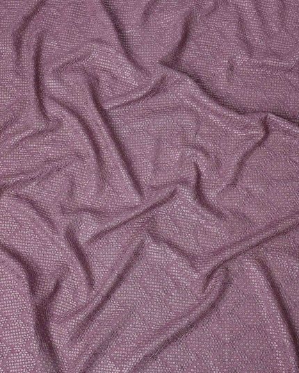 Mauve Sequin Embroidered Geometric Pattern Synthetic Viscose Fabric, 110 Cms Width, Made in India-D26375