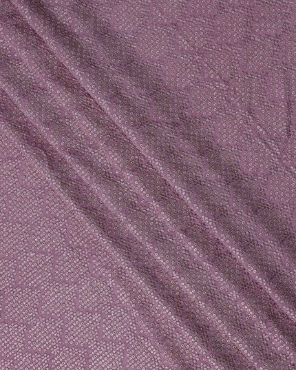 Mauve Sequin Embroidered Geometric Pattern Synthetic Viscose Fabric, 110 Cms Width, Made in India-D26375