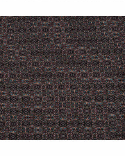 Black Geometric Printed Viscose Crepe Fabric with Multicolor Mosaic Pattern, 110 cms Width, Made in India-D26285