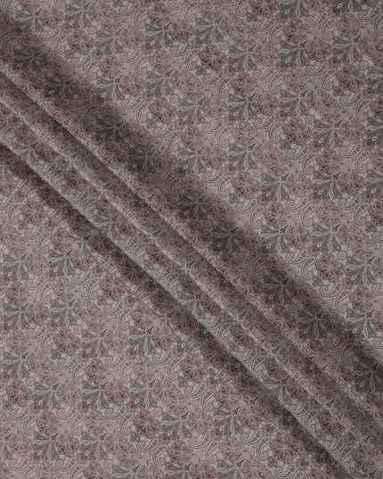 Mauve Paisley Printed Viscose Crepe Fabric with Intricate Ethnic Design, 110 cms Width, Made in India-D26287