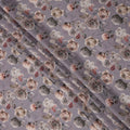 Lavender Floral Printed Viscose Crepe Fabric with Beige and Mauve Rose Design, 110 cms Width, Made in India-D26282