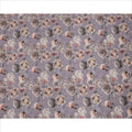 Lavender Floral Printed Viscose Crepe Fabric with Beige and Mauve Rose Design, 110 cms Width, Made in India-D26282