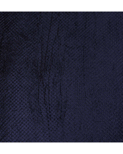 Royal Navy Blue Self Trellis Synthetic Blended Velvet Fabric